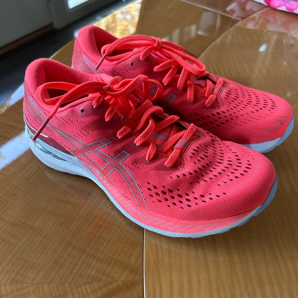 ASICS Women's Athletic Shoes - Bright Red and Gray